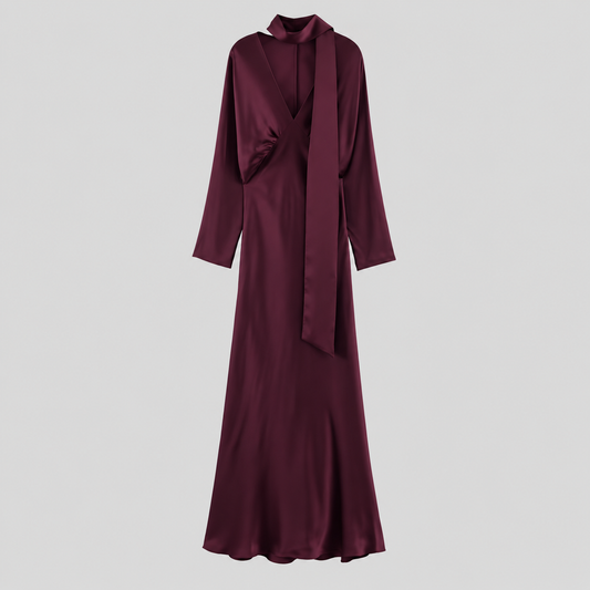 Satin Dress with Scarf