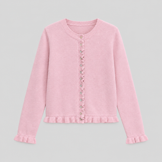 Ruffle Trim Button Down Cardigan