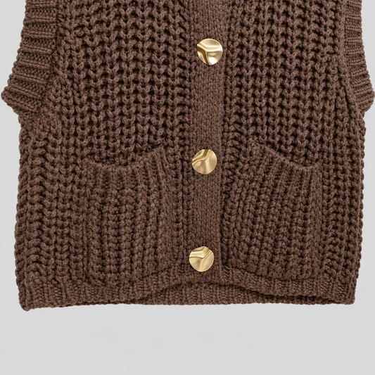 Brown Chunky Sleeveless Vest
