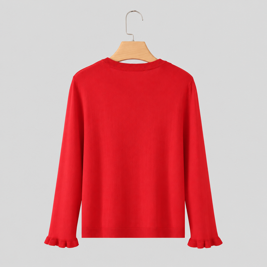 Red Button Down Knitted Cardigan