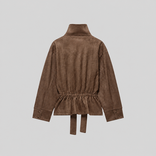 Faux Suede Belted Jacket