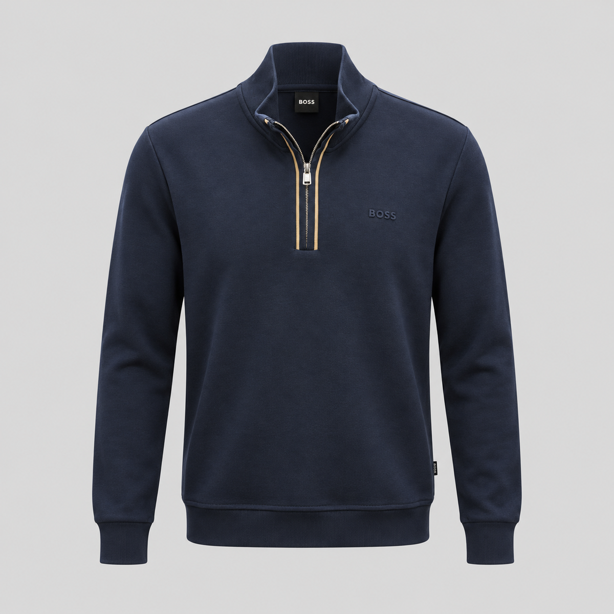 BOSS Zip-Neck Sweatshirt With Signature-Stripe Zip