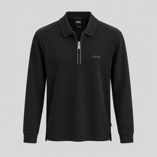 BOSS Half-Zip Long-Sleeve Polo Shirt