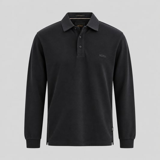 BOSS Long-Sleeve Polo Shirt With Tonal Logo