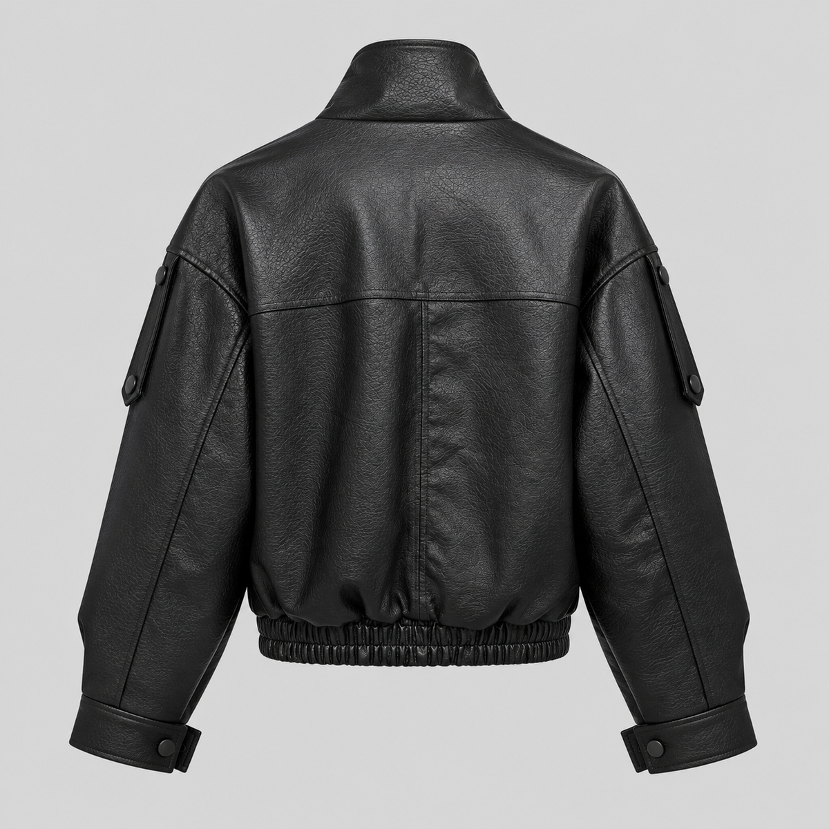 Leather-Look Asymmetric Bomber Jacket