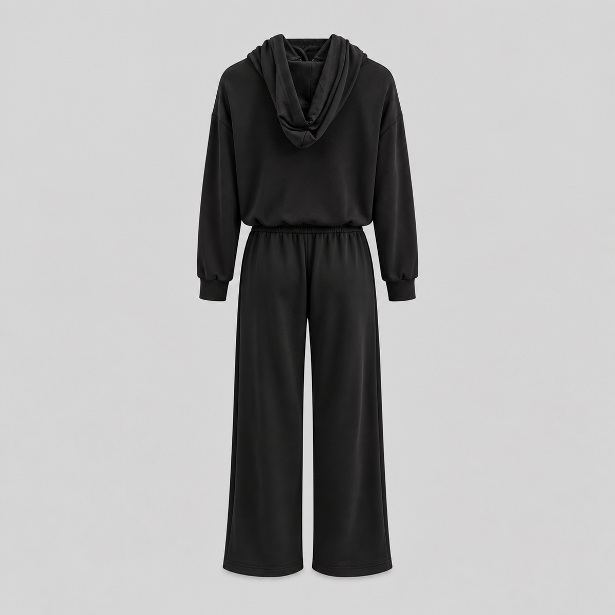 Cotton Zip Hoodie And Wide-Leg Pants Set