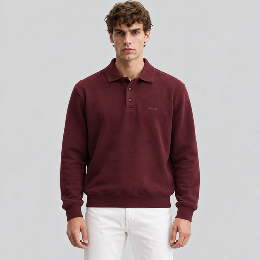 BOSS Long-Sleeve Polo Sweatshirt