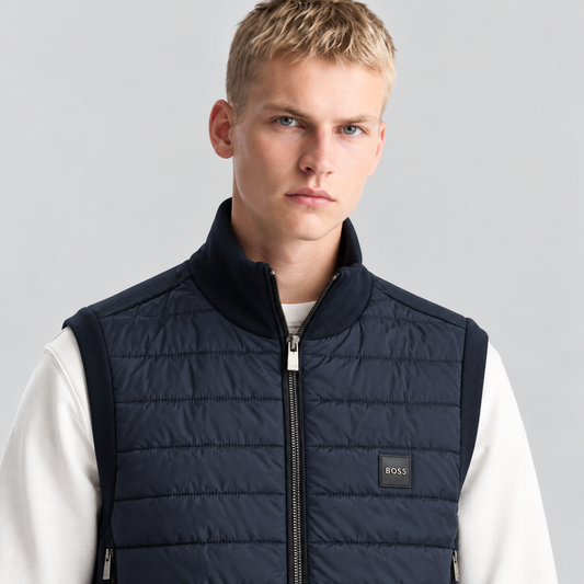 BOSS Hybrid Quilted Gilet With Logo Badge