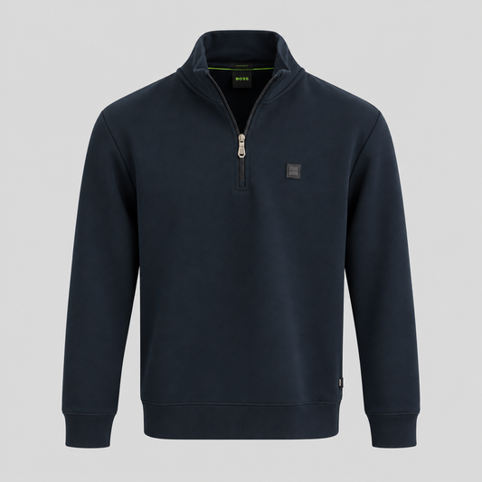 BOSS Zip-Neck Sweatshirt With Logo Badge