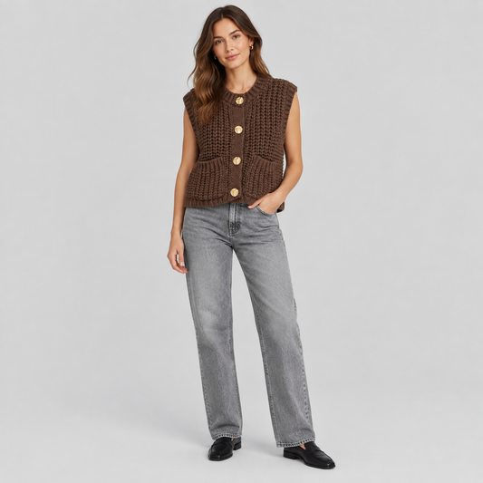 Brown Chunky Sleeveless Vest