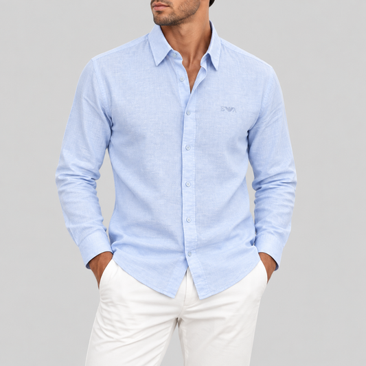 Armani Baby Blue Linen Shirt - BIG SIZE