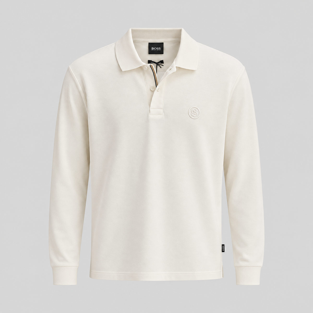 BOSS Long-Sleeve Polo Shirt With Double B Monogram