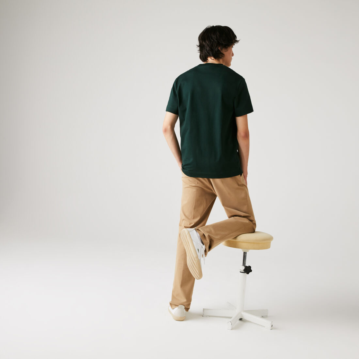 LACOSTE Green Crew Neck Cotton T-shirt