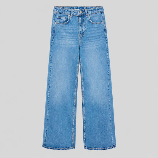 High-Waist Stretch Wide-Leg Jeans