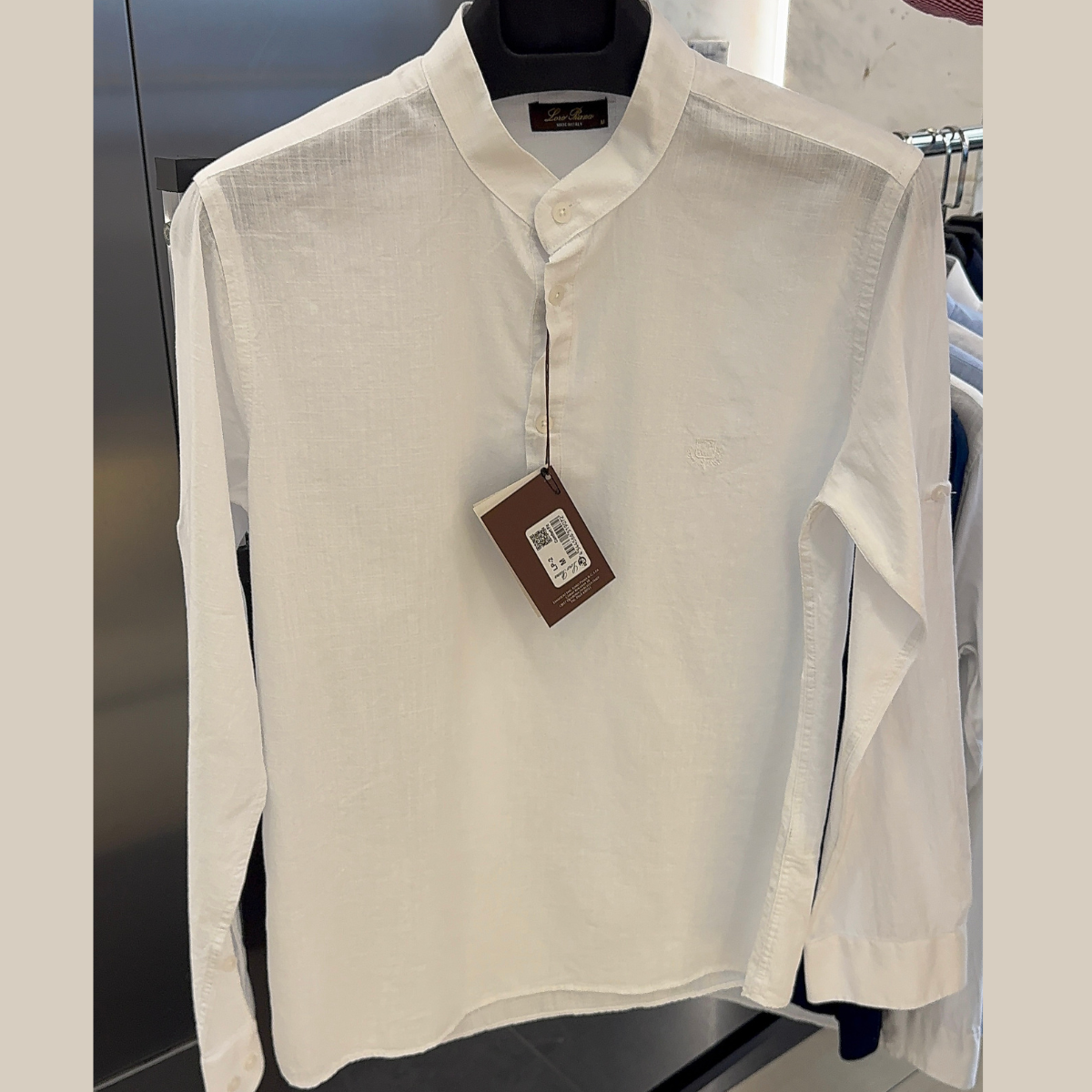 Loro Piana Band Collar LINEN Shirt