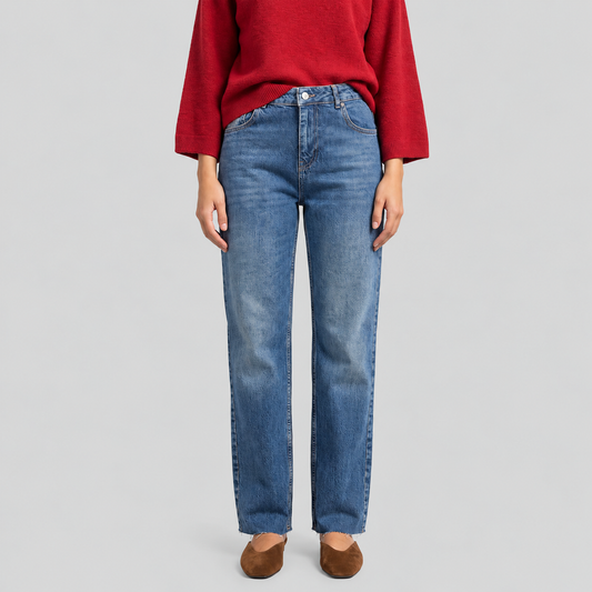 Straight-Leg Raw-Hem Jeans