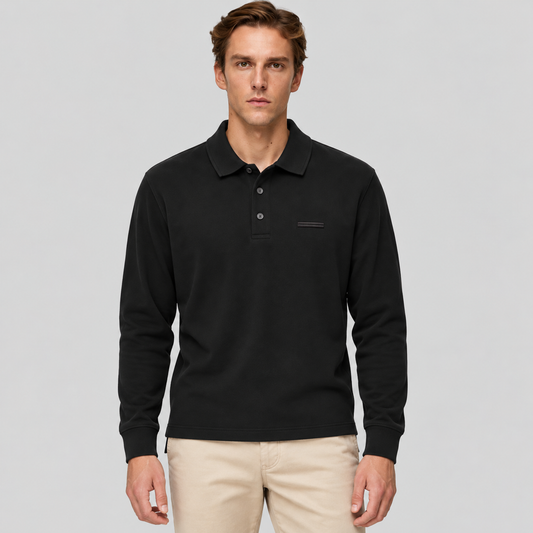 ZEGNA Long-Sleeve Cotton Polo Shirt