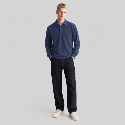 BOSS Long-Sleeve Polo Shirt With Tonal Logo