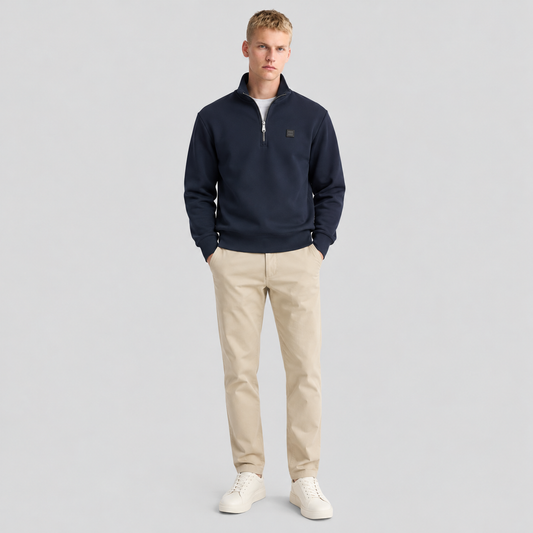 BOSS Zip-Neck Sweatshirt With Logo Badge