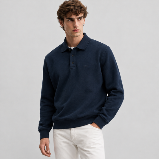 BOSS Long-Sleeve Polo Sweatshirt