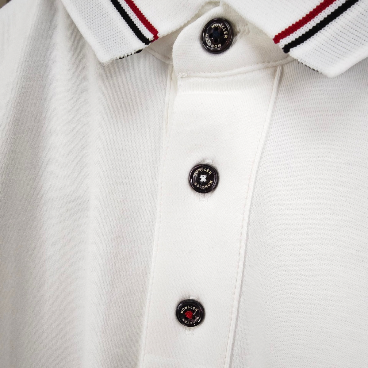 Moncler Tricolor Trimmed Soft Cotton Polo
