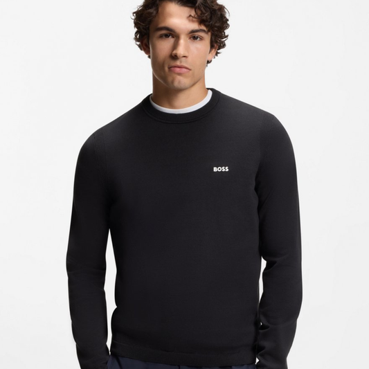 BOSS Cotton Sweater With Contrast Logo