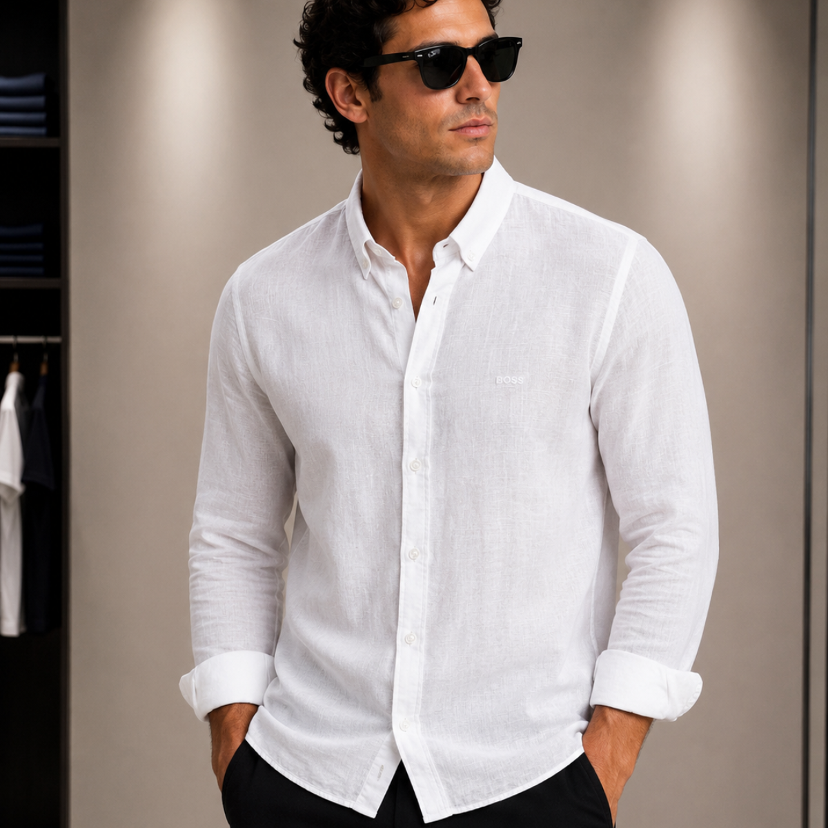 BOSS Shirt Button-Down Linen