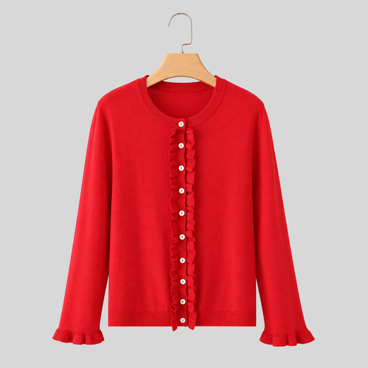 Red Button Down Knitted Cardigan