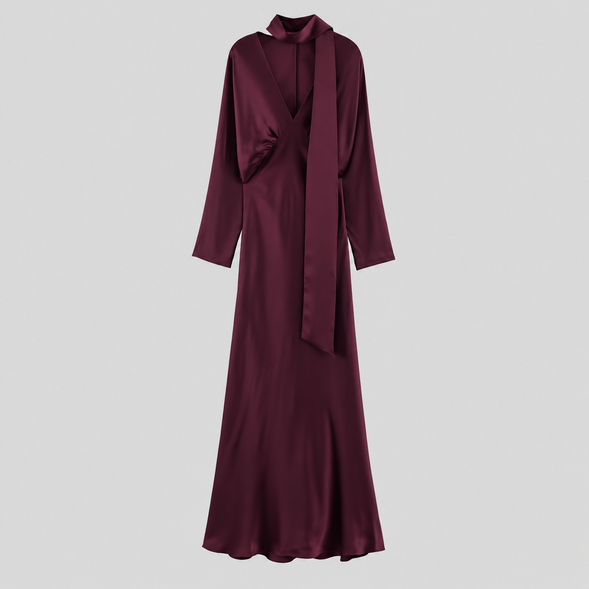 Satin Dress with Scarf