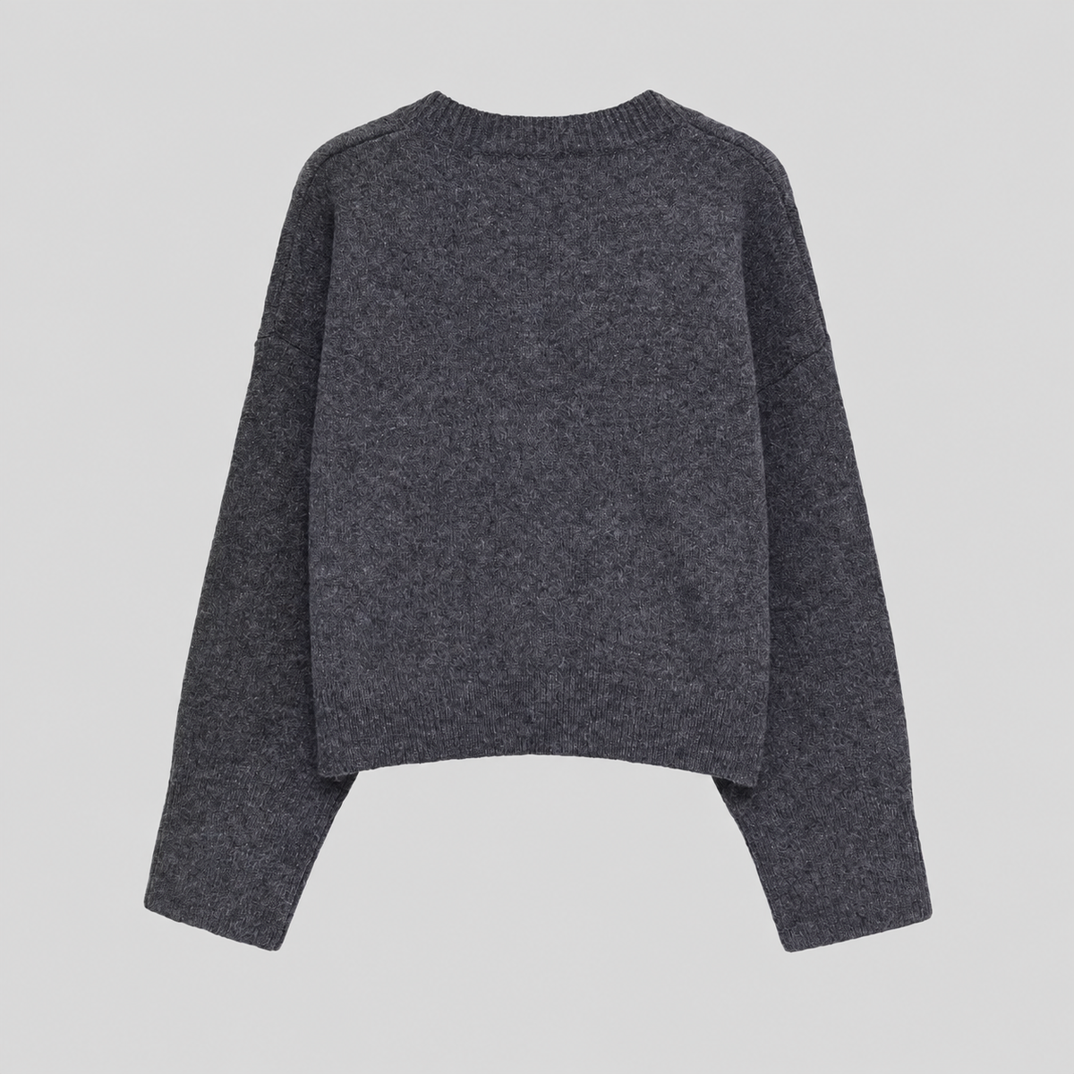V Neck Gray Knitted Sweater