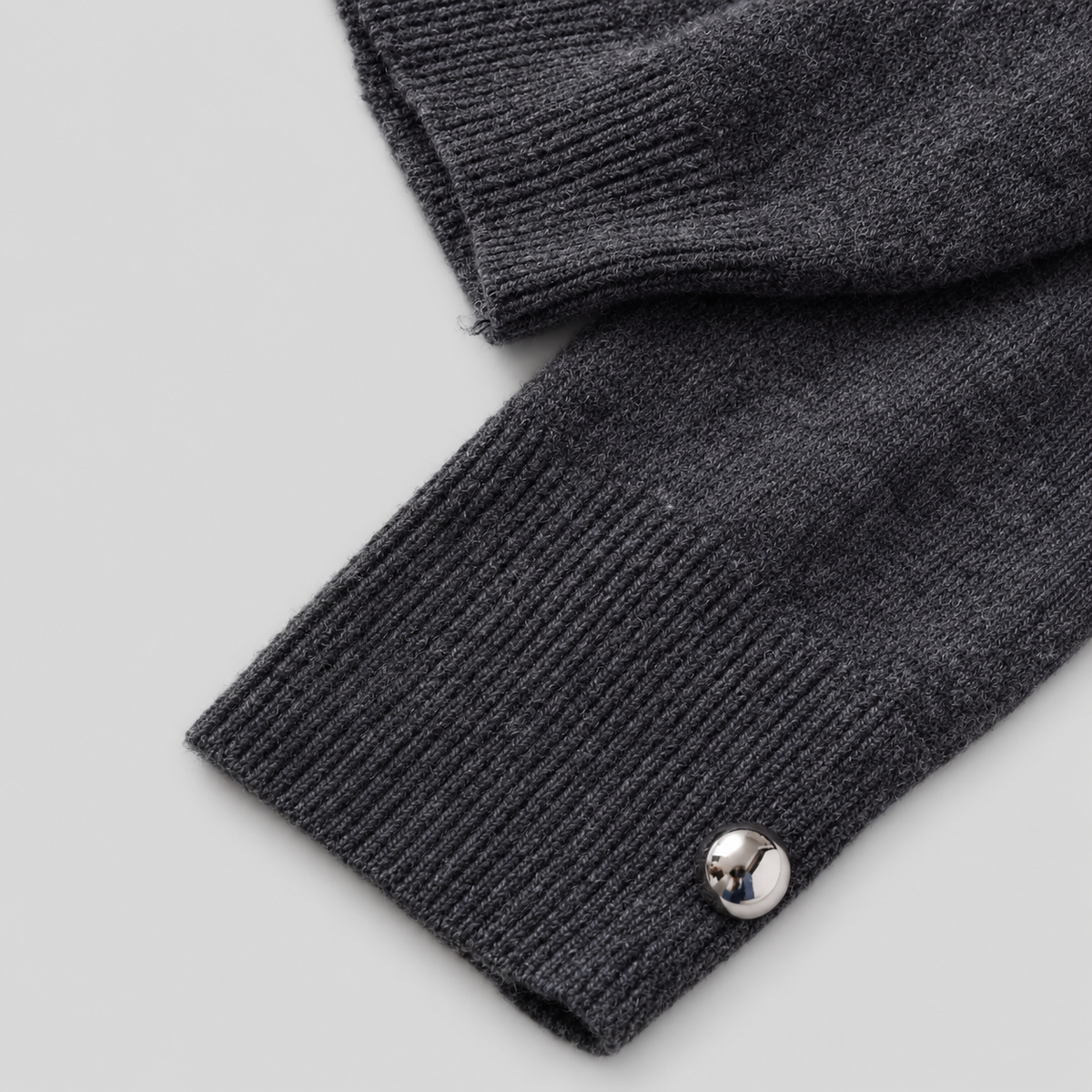 V Neck Gray Knitted Sweater