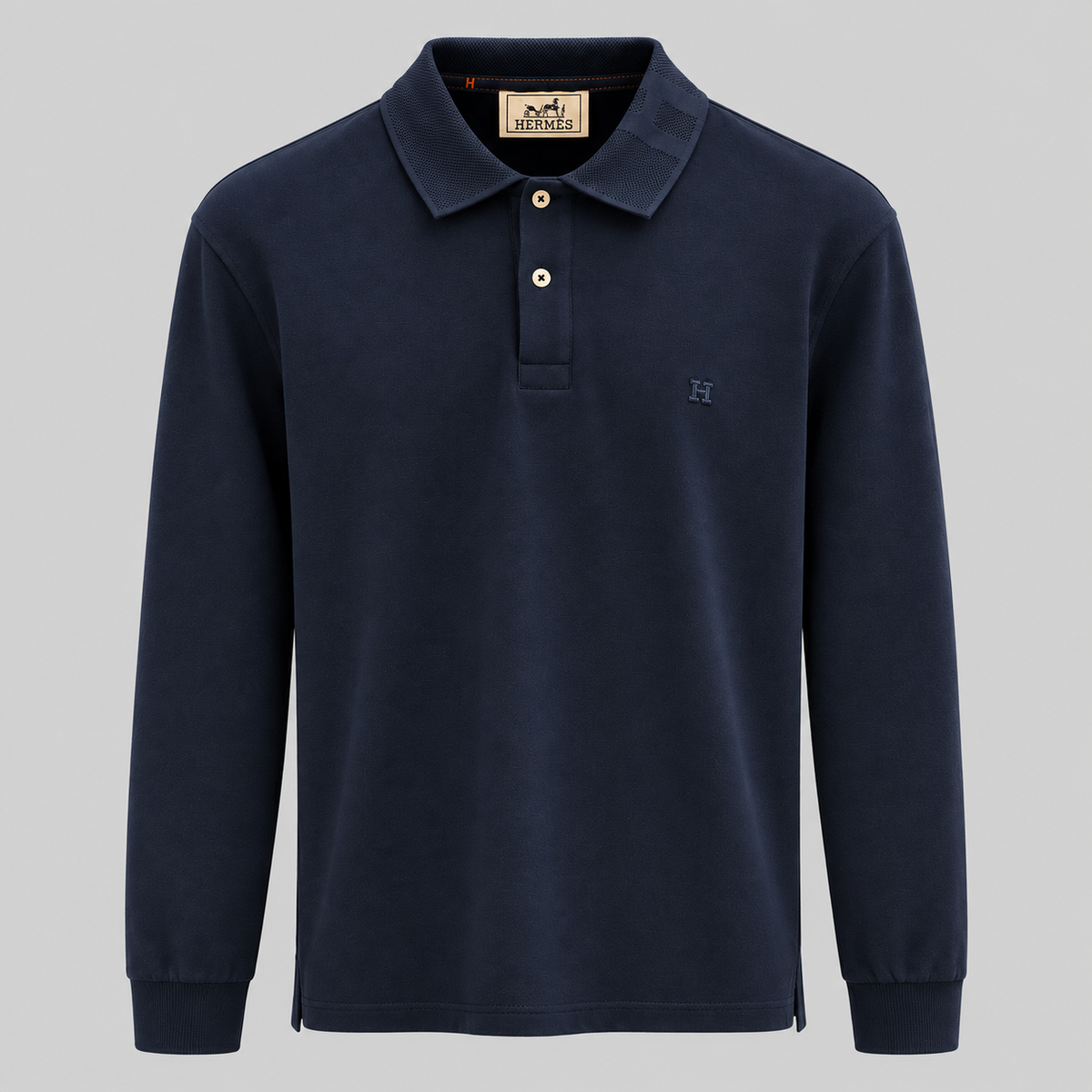 HERMES "H" Embroidered Buttoned Polo-Shirt