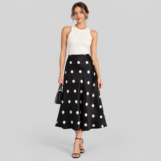 Polka Dots Satin Skirt