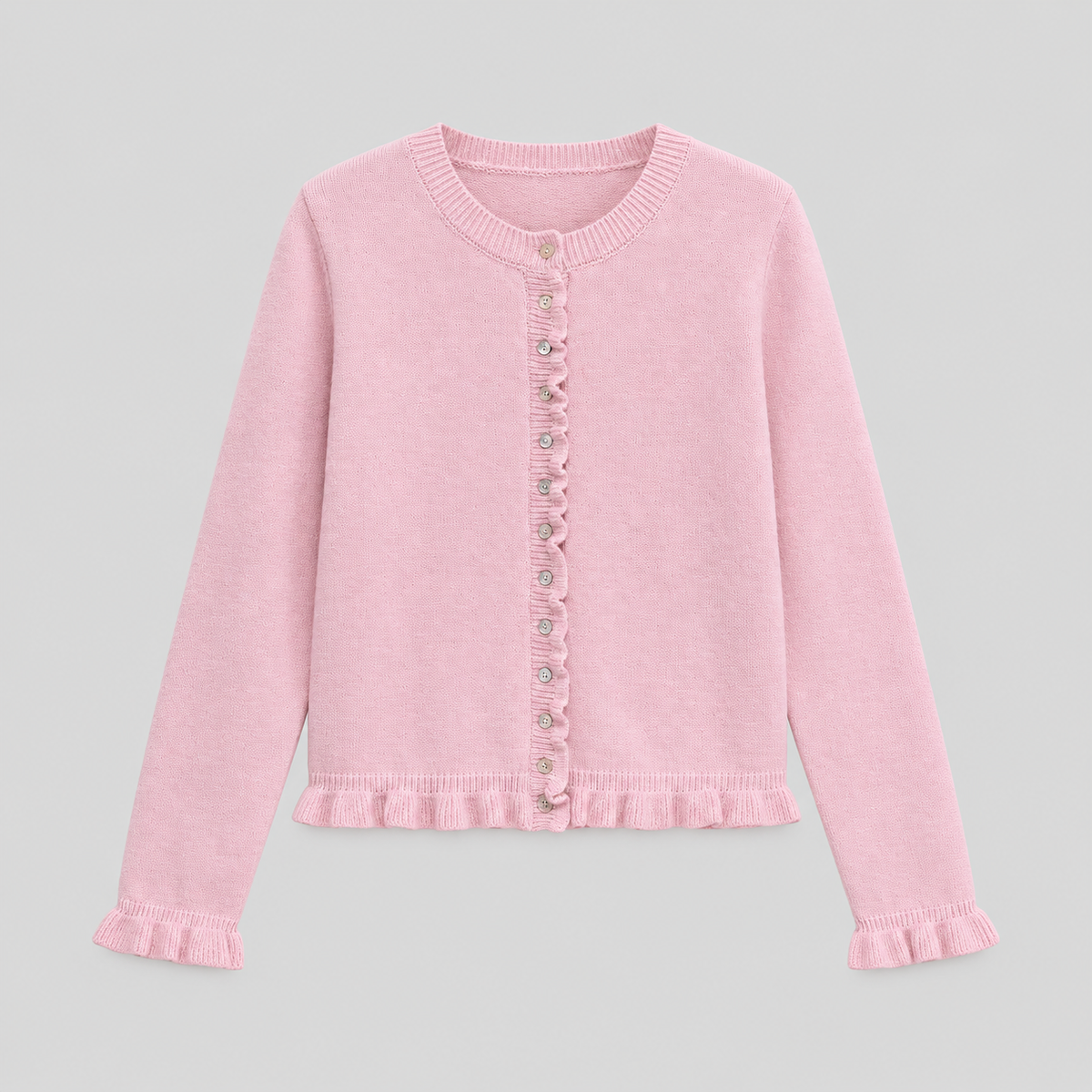 Ruffle Trim Button Down Cardigan