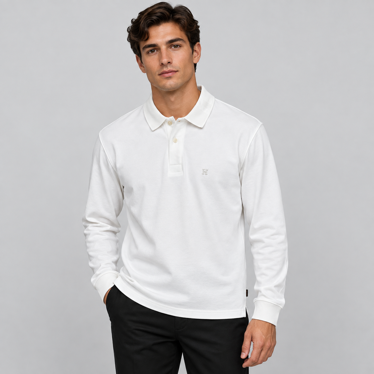 HERMES "H" Embroidered Buttoned Polo-Shirt