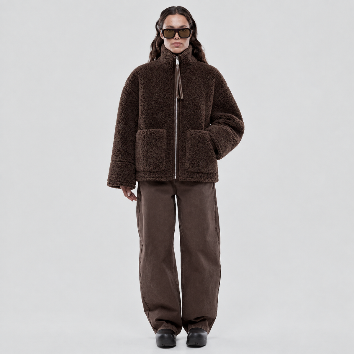 Double Sided Zip Teddy Jacket
