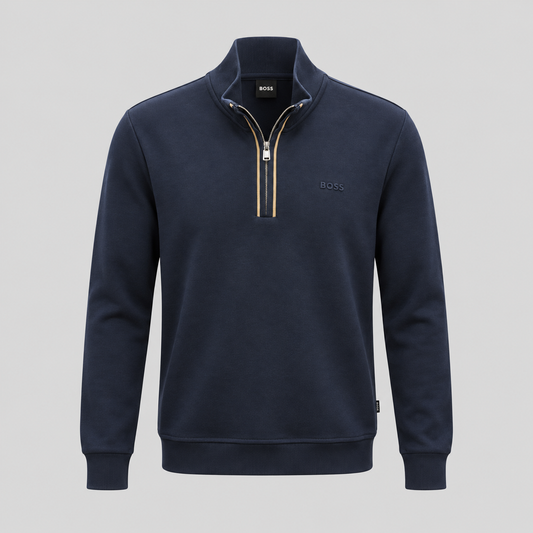 BOSS Zip-Neck Sweatshirt With Signature-Stripe Zip