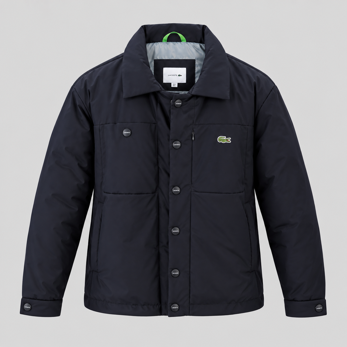 Lacoste Padded Overshirt Jacket With Snap Buttons