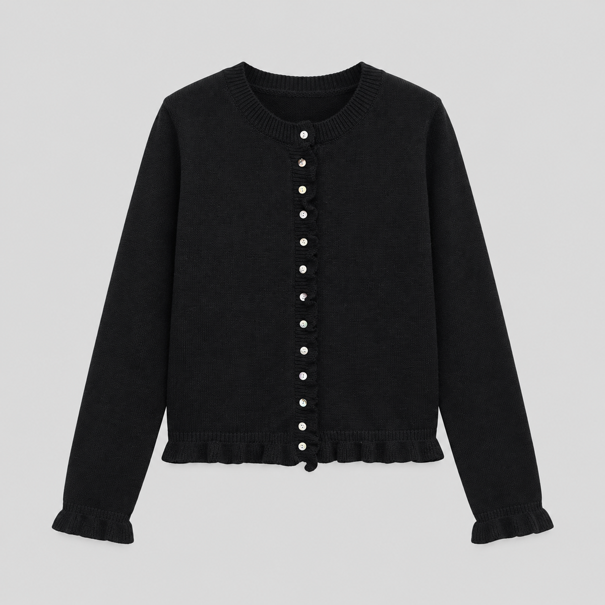 Ruffle Trim Button Down Cardigan