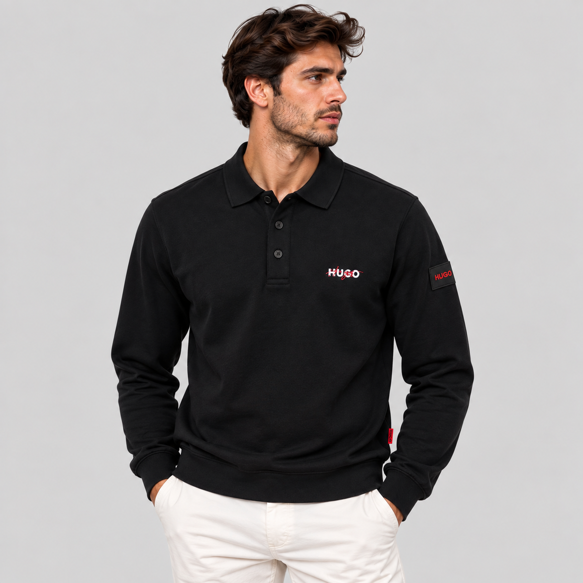 HUGO Cotton Black Polo Shirt