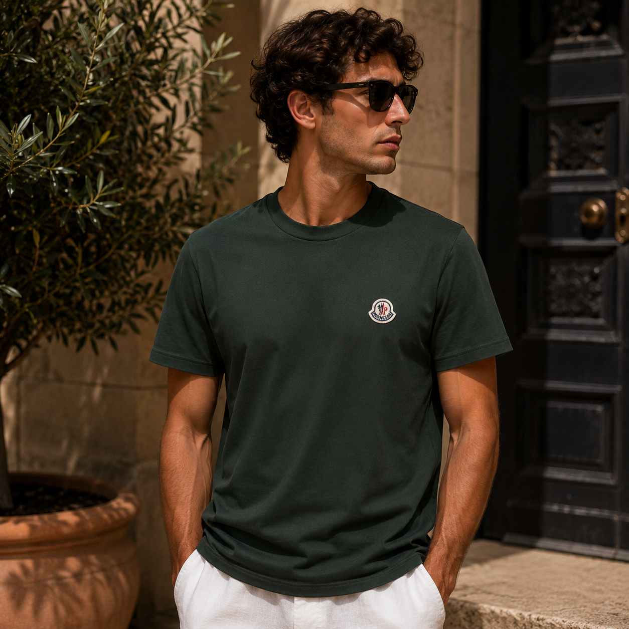 Moncler Logo Patch Cotton T-Shirt