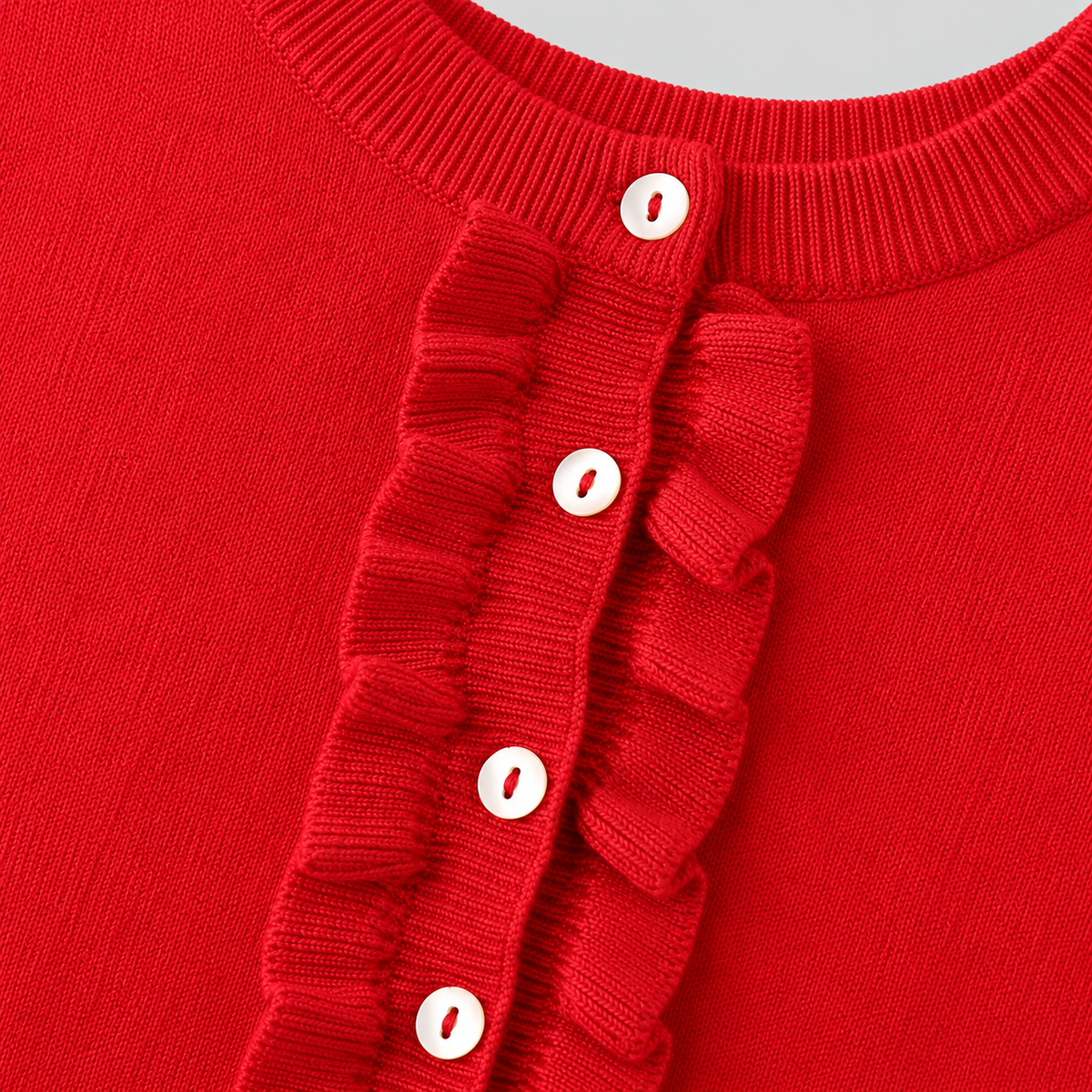 Red Button Down Knitted Cardigan
