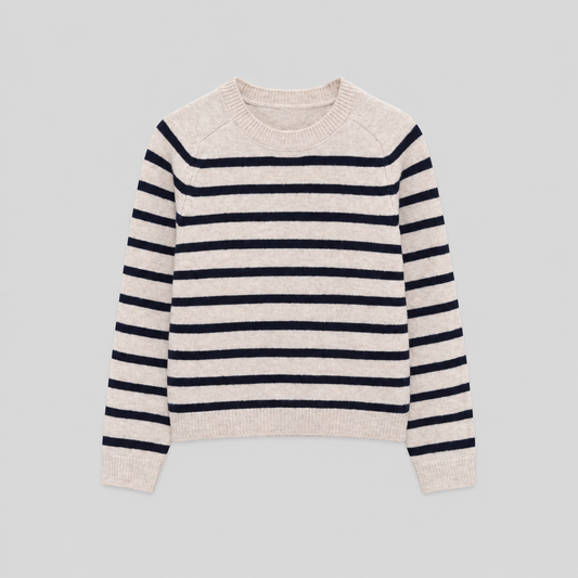 Apricot Striped Knit Sweater