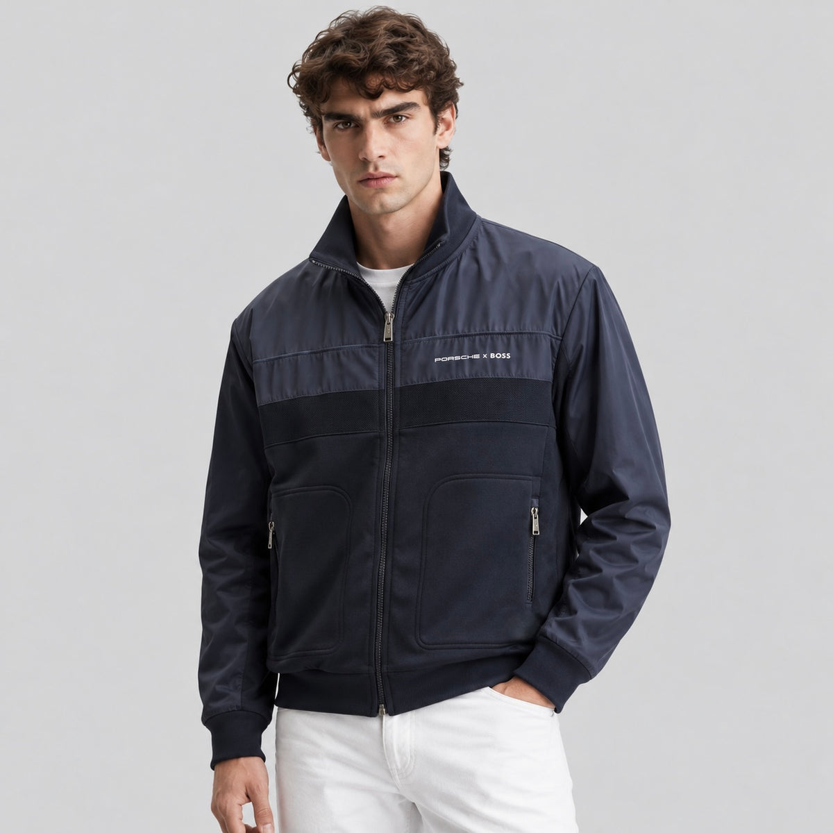 Porsche x BOSS Hybrid Zip-Up Jacket With Mesh Panels