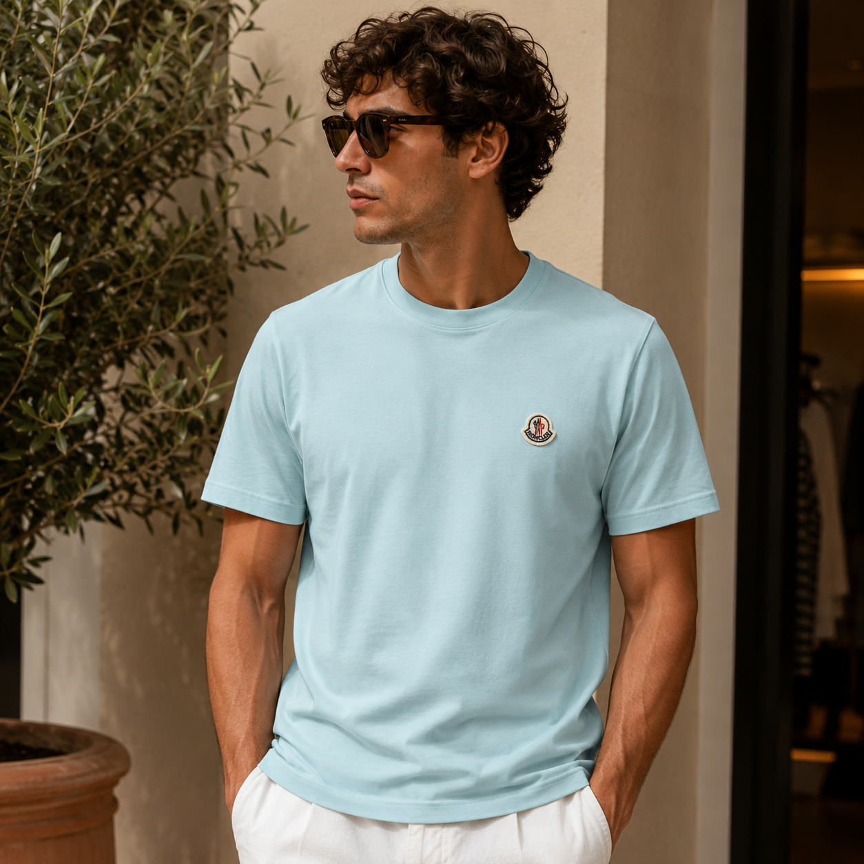Moncler Logo Patch Cotton T-Shirt
