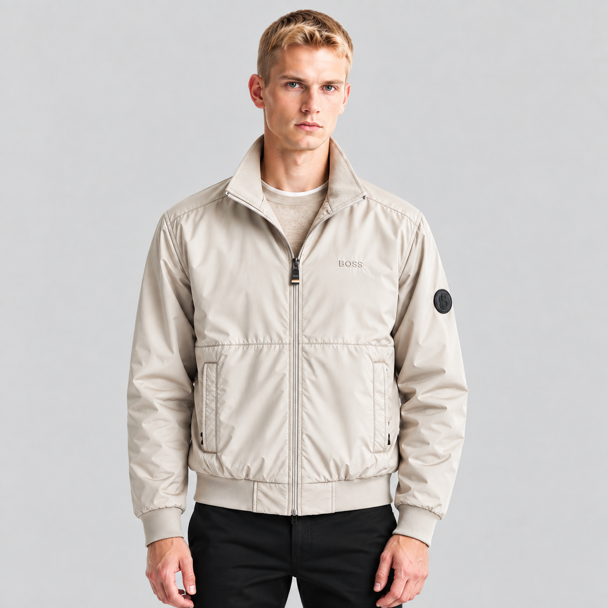 BOSS Zip Jacket With Double B Sleeve Badge