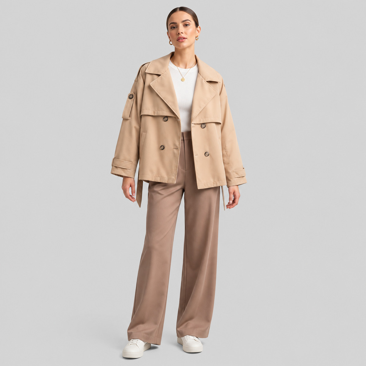 Short Belted Trench Jacket