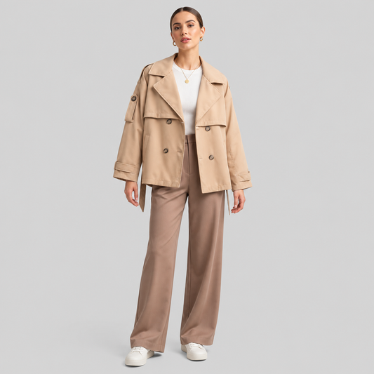 Short Belted Trench Jacket