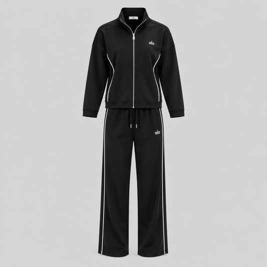 Alo Cotton Track Set: Zip-Up Jacket and Wide-Leg Pants