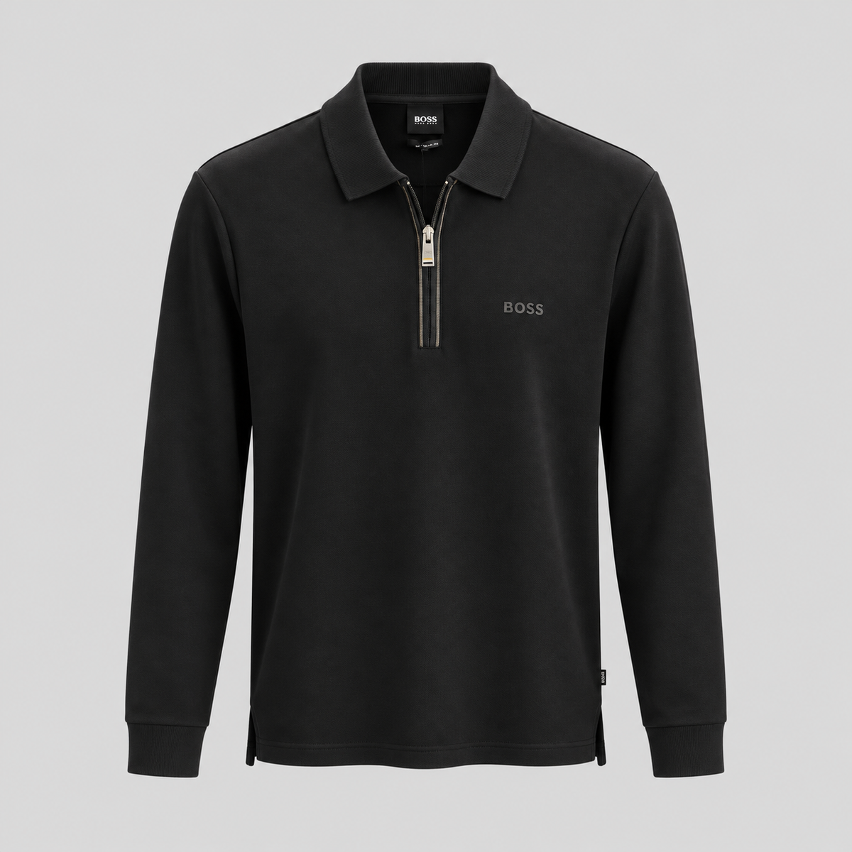 BOSS Half-Zip Long-Sleeve Polo Shirt